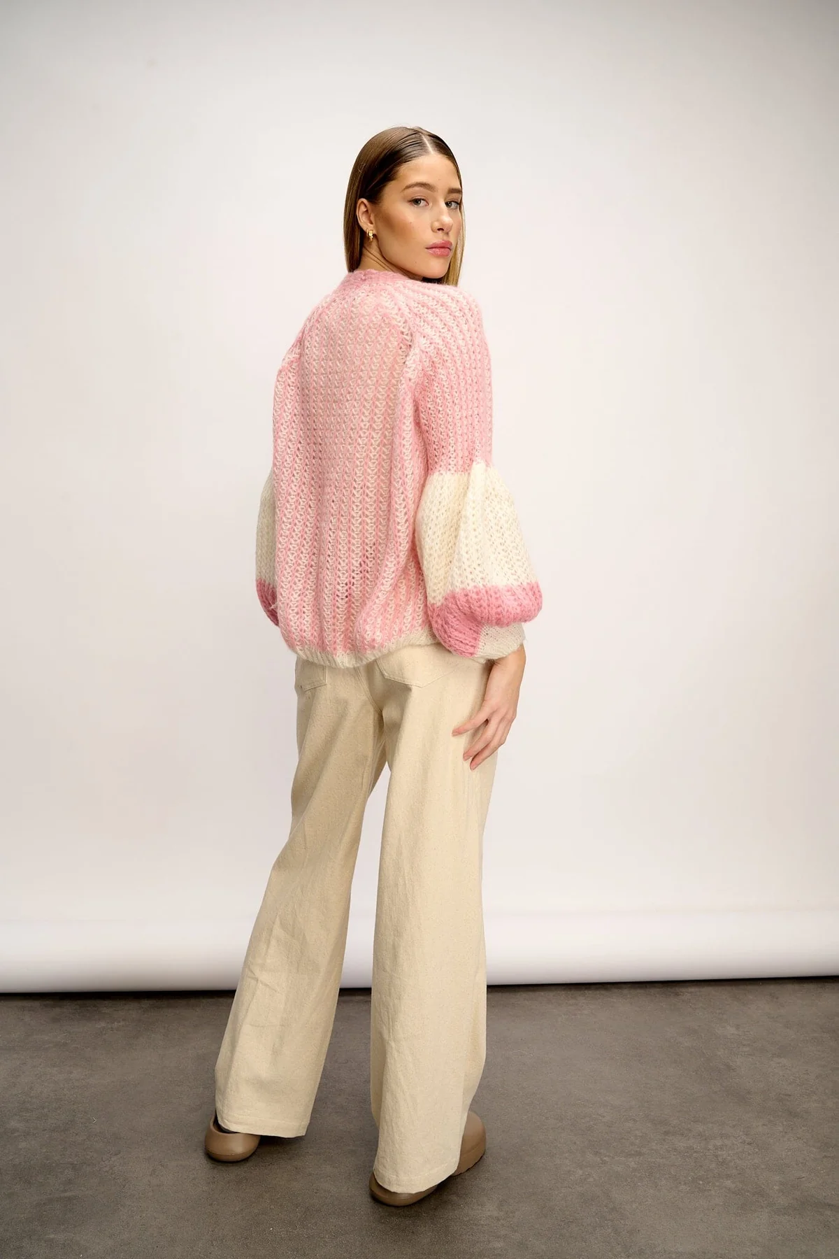 Noella Liana Knit Cardigan white rose
