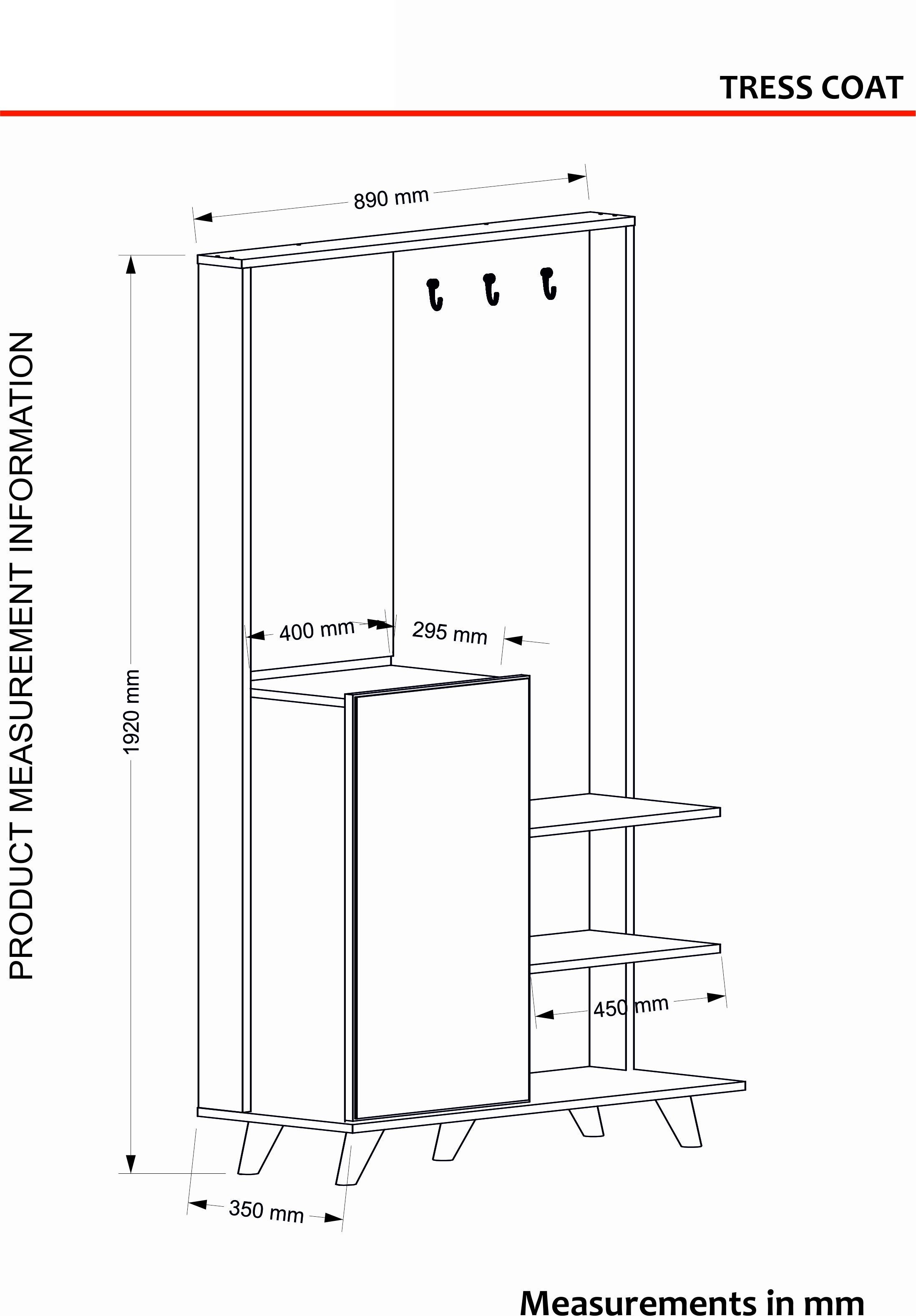 Garderobe Tress mit Spiegel Walnuss