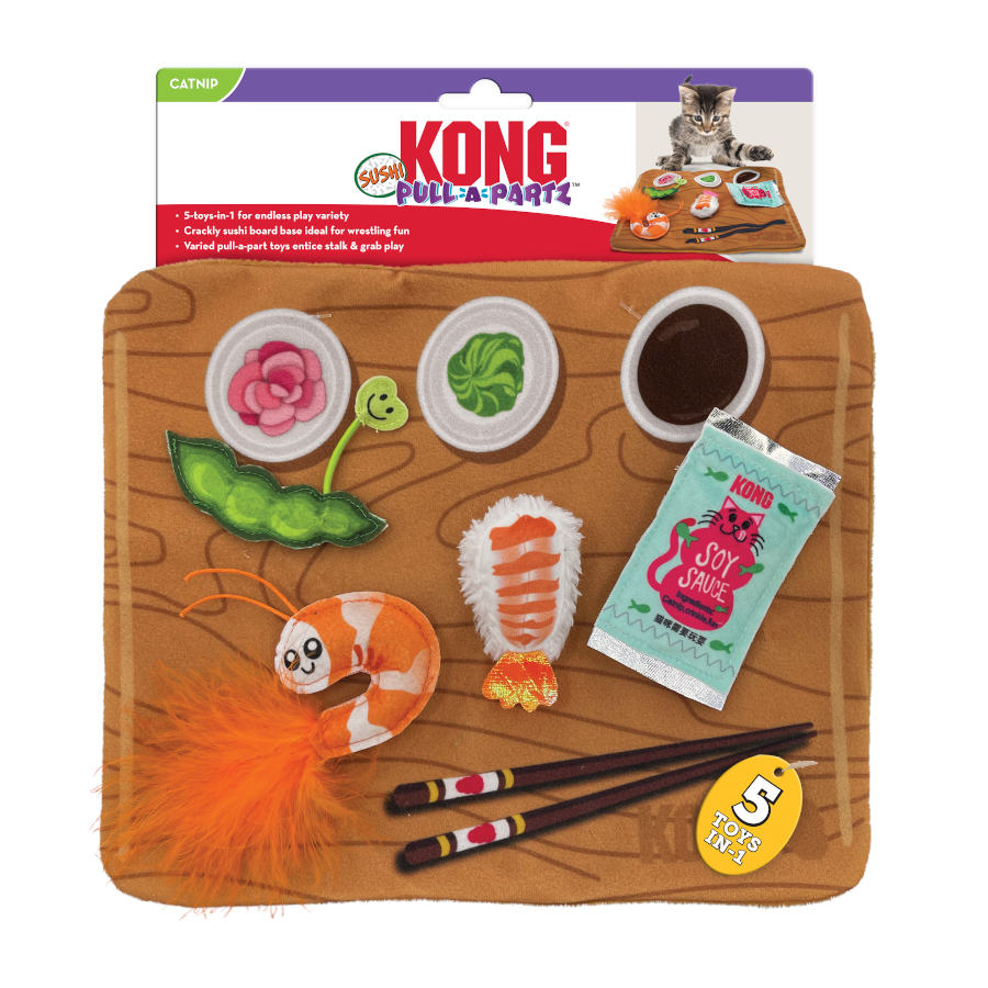Brinquedo interativo para gatos Kong Pull-A-Partz Sushi