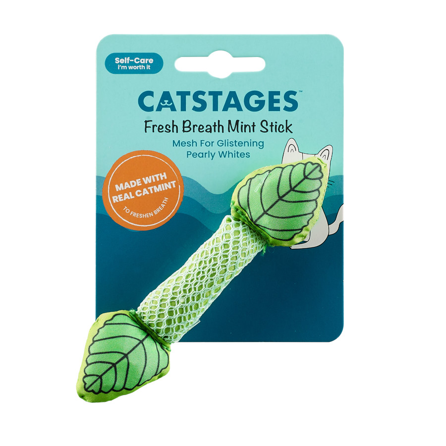 Outward Hound Catstages Bastão de Pelúcia com Hortelã para Hálito Fresco - Brinquedo Dental para Gatos