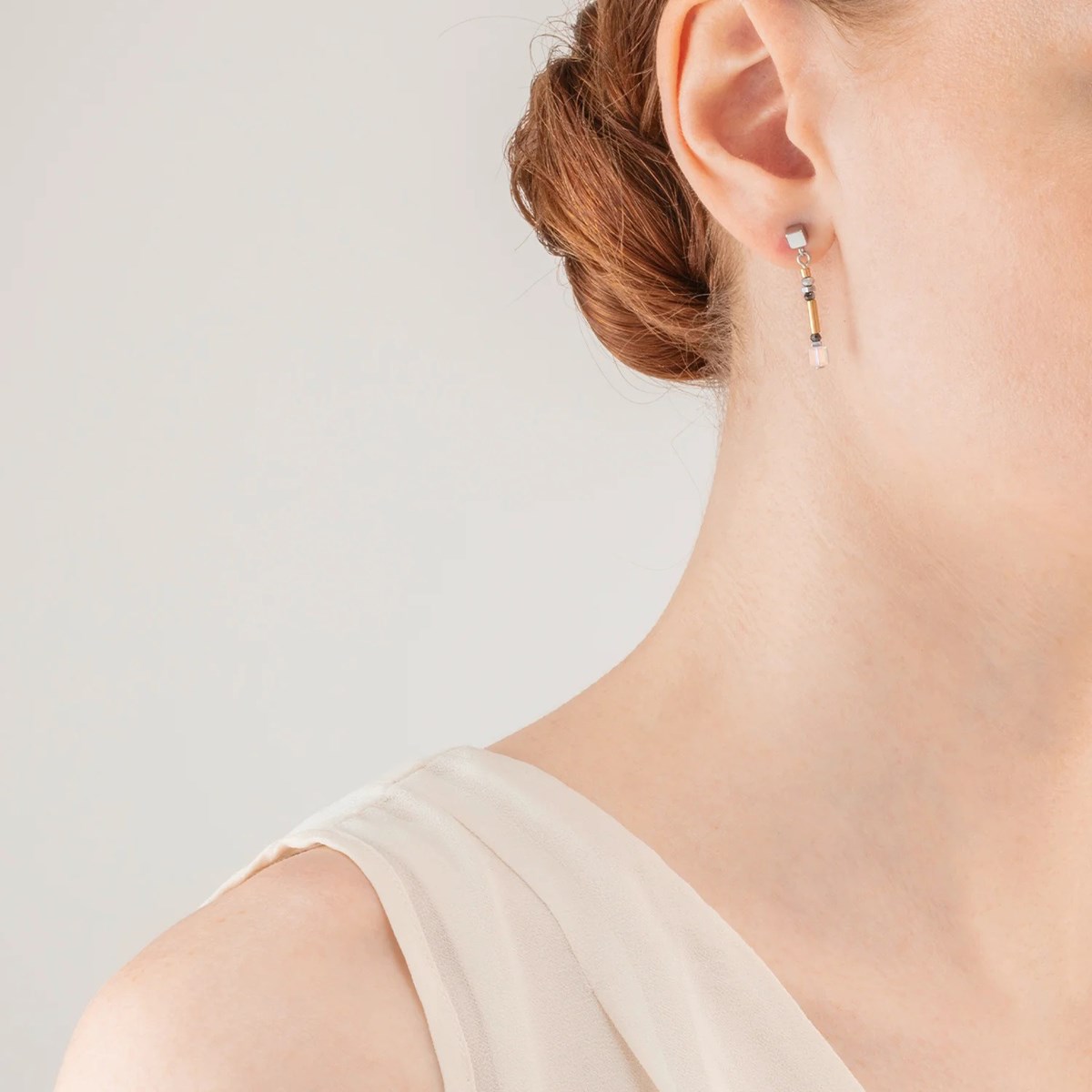 Boucles d'oreilles Coeur de Lion Cube StoryMinimalistic Sparkling gris doré