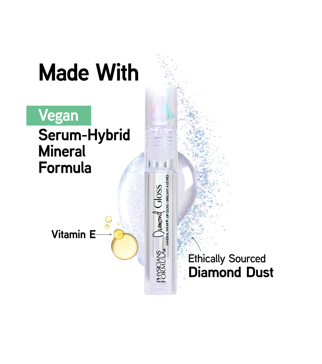 Physicians Formula - Brilho labial Mineral Wear Diamond Gloss - Crystal Clear