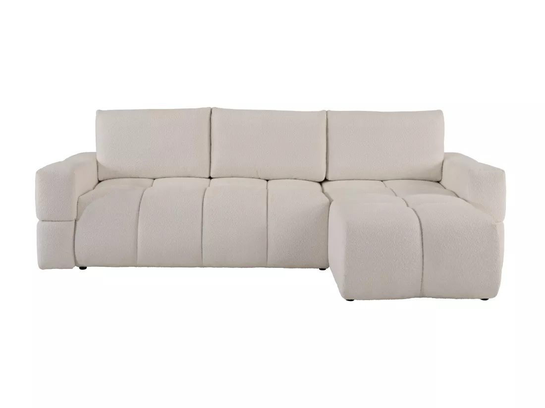 Canapé d'angle réversible convertible en tissu bouclette beige ISSORO II