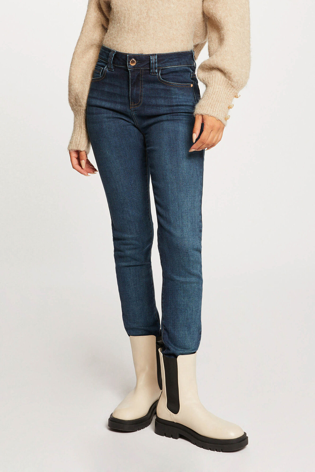 Calça jeans skinny de cintura alta - Azul