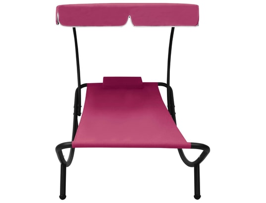 VIDAXL - Lit de repos d'extérieur avec auvent et oreiller rose