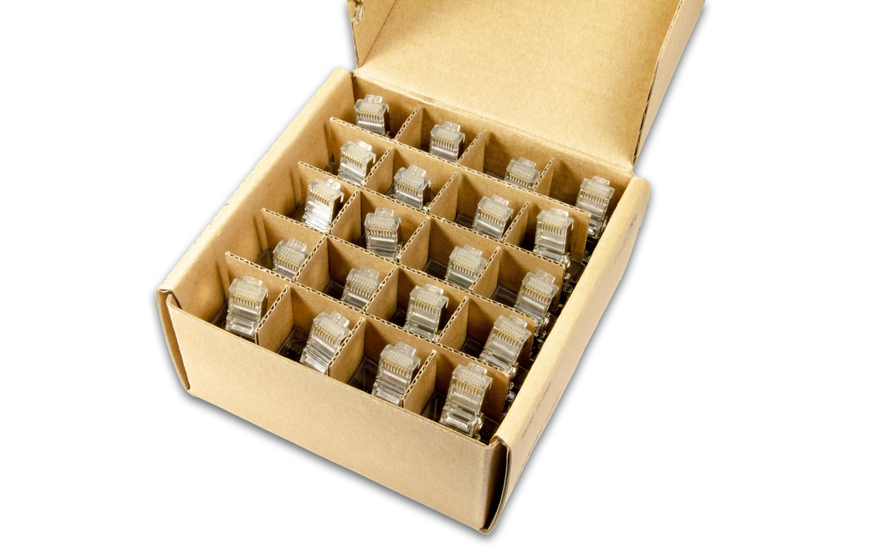 Stecker RJ45 Cat.5e, mit ESD 20 Stück, TransparentTough Kabelstecker inkl. Erdungskabel, 20er Pack