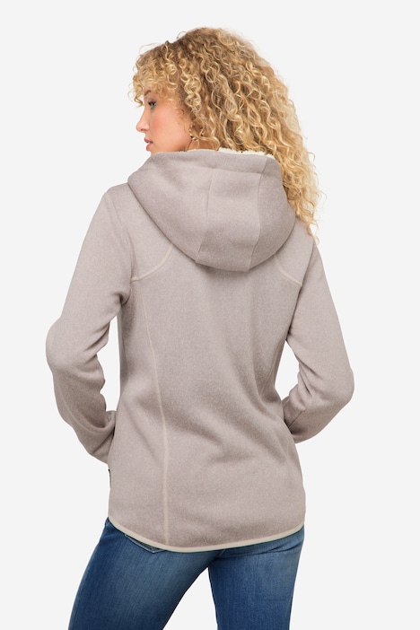 Hoodiejacke, Fleece, Teddy-Kapuze, Zipper, Langarm
