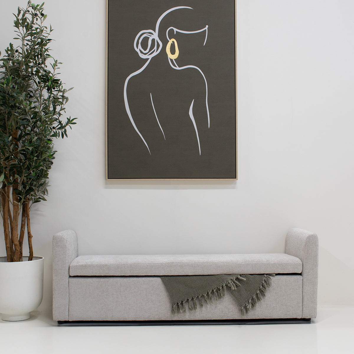 Giga Meubel - Opbergbank Stof Beige - 151x45x50cm - Calvin