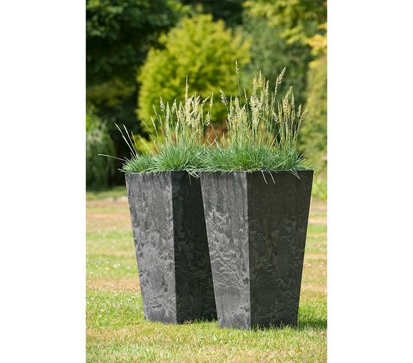 Artstone Kunststoff-Vase Ella, eckig, schwarz