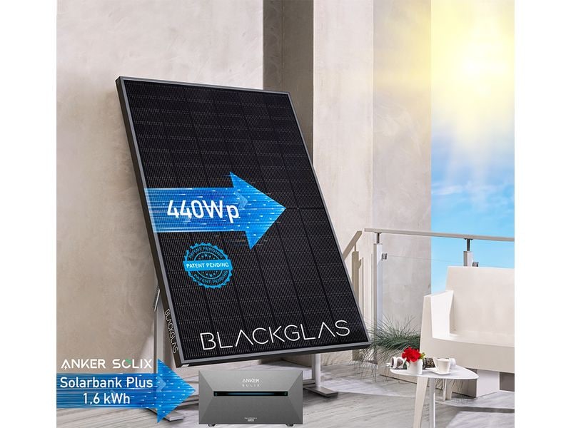 BLACKGLAS Solaranlage ECOzoom 440 Wp Das All-in-One Balkonkraftwerk