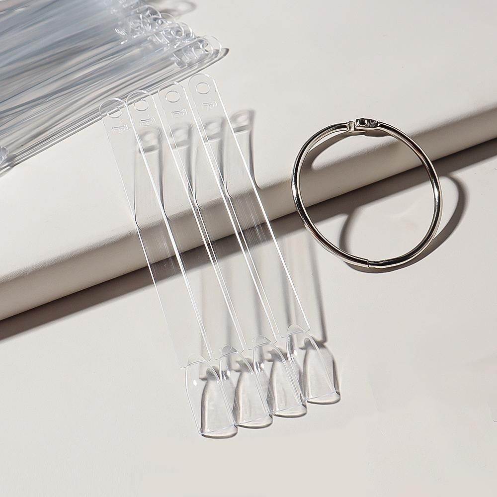 (51-tlg. Set) Nail Tips Display Muster für Gelnägel Nageldesign Farbkarte mit Ring für 50 Farben - Transparent