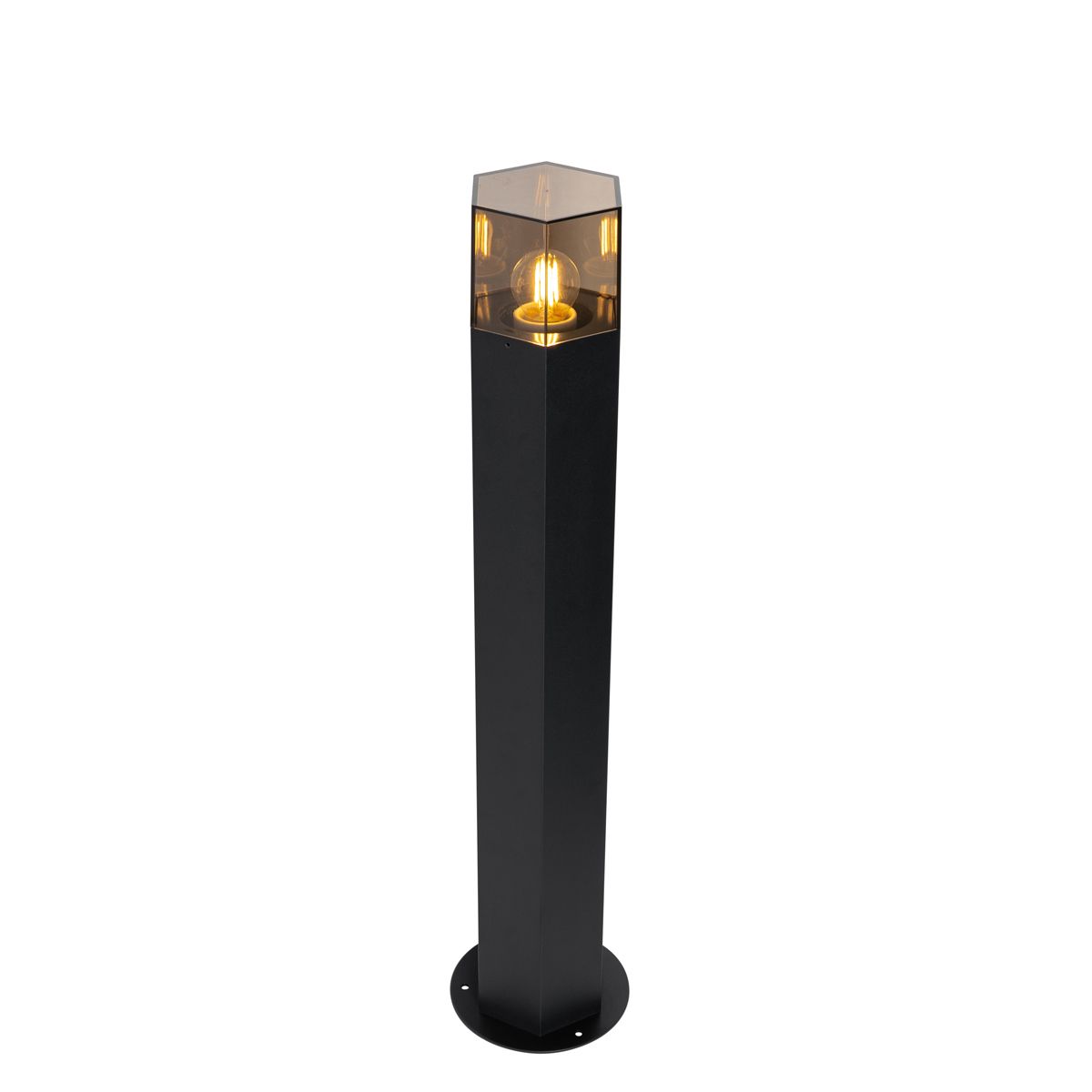 Staande buitenlamp zwart met smoke kap zeshoek 70 cm - Denmark