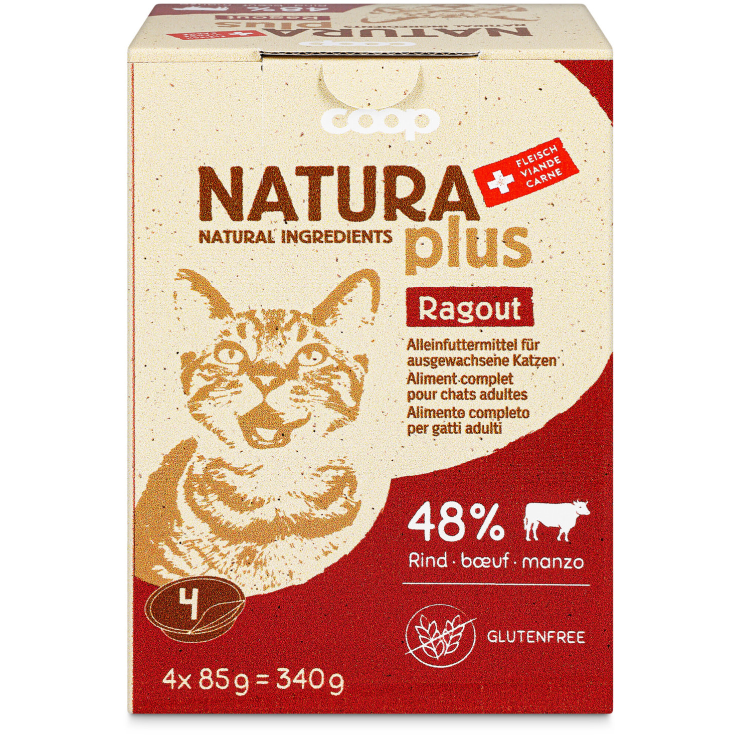 Naturaplus Katzenfutter Ragout Rind 4x85g