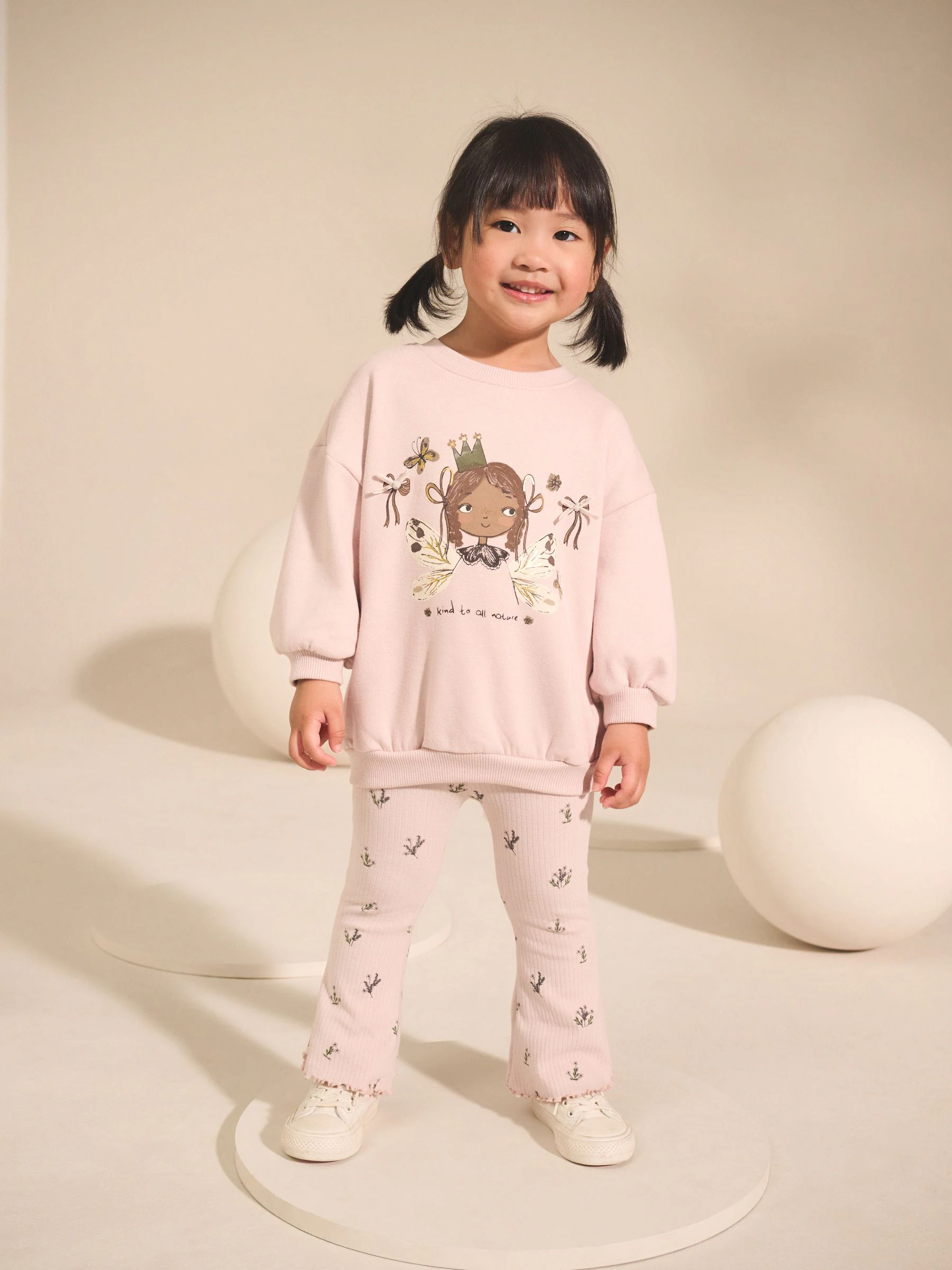 Lichtroze fee - Set van sweatshirt en uitlopende legging (3mnd -7jr)