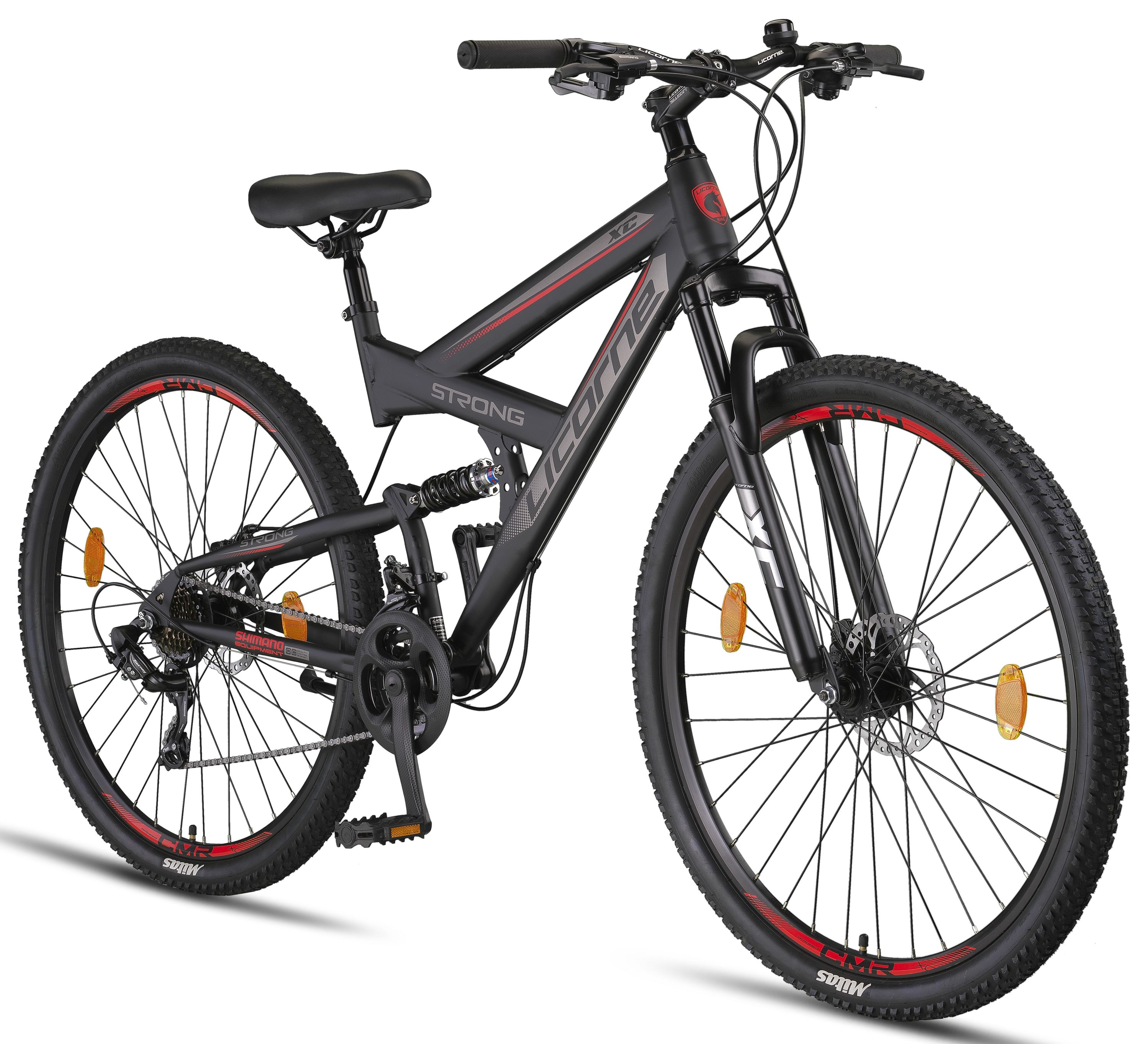 Licorne Bike Strong 2D Premium Mountainbike in 26, 27,5 und 29 Zoll - Fahrrad für Jungen, Mädchen, Damen und Herren - Scheibenbremse vorne und hinten - Shimano 21 Gang-Schaltung -