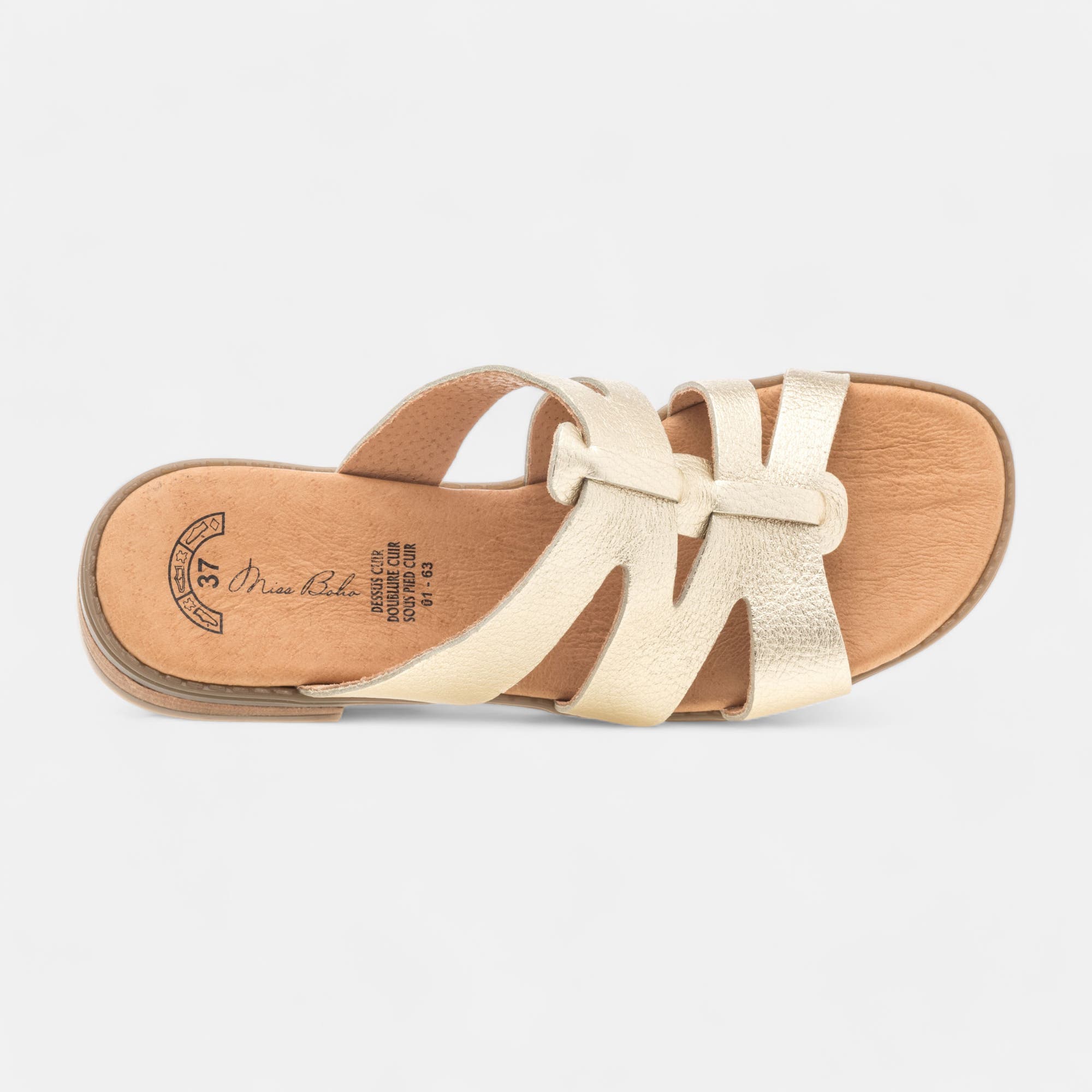 Mules Femme en cuir bronze