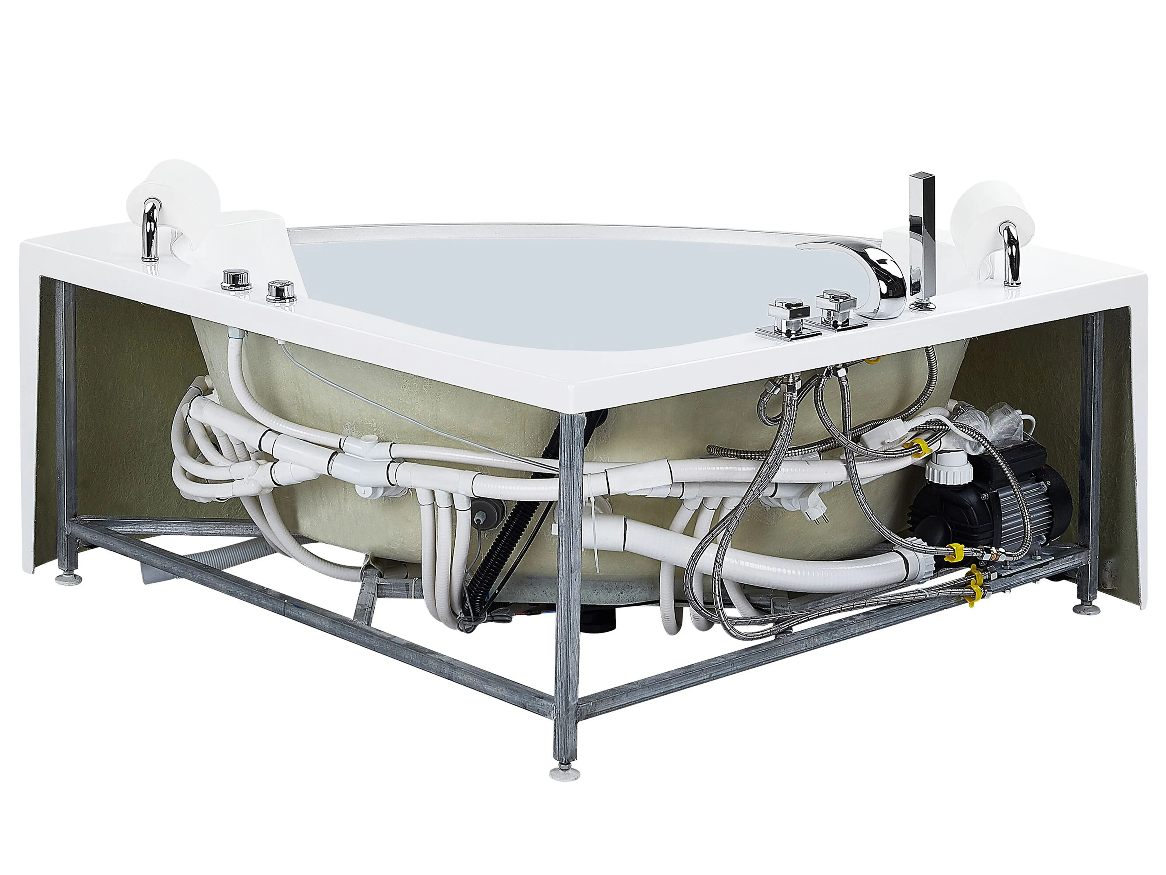 Hoek bubbelbad met LED MANGLE 201 x 150 cm Wit