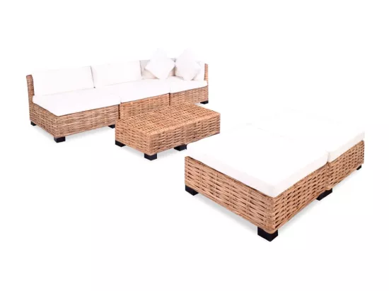 NETTLIFE Ensemble de canapés 18 pcs Rotin naturel