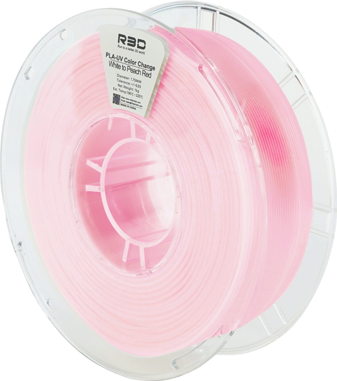 R3D  PLA UV Color Change White to Peach Red, 1,75 mm / 1000 g    Farbveränderndes Filament