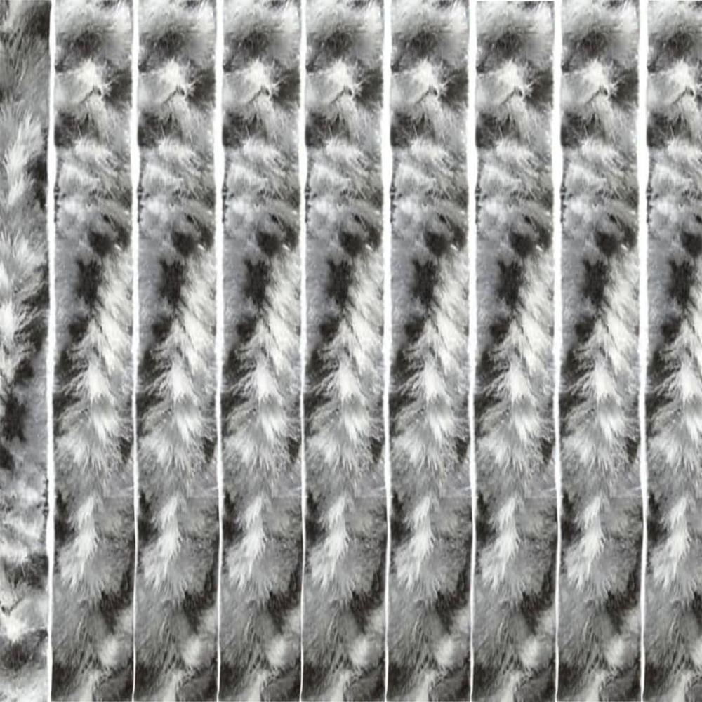 Rideau de porte chenille rain 185x56 cm gris et noir
