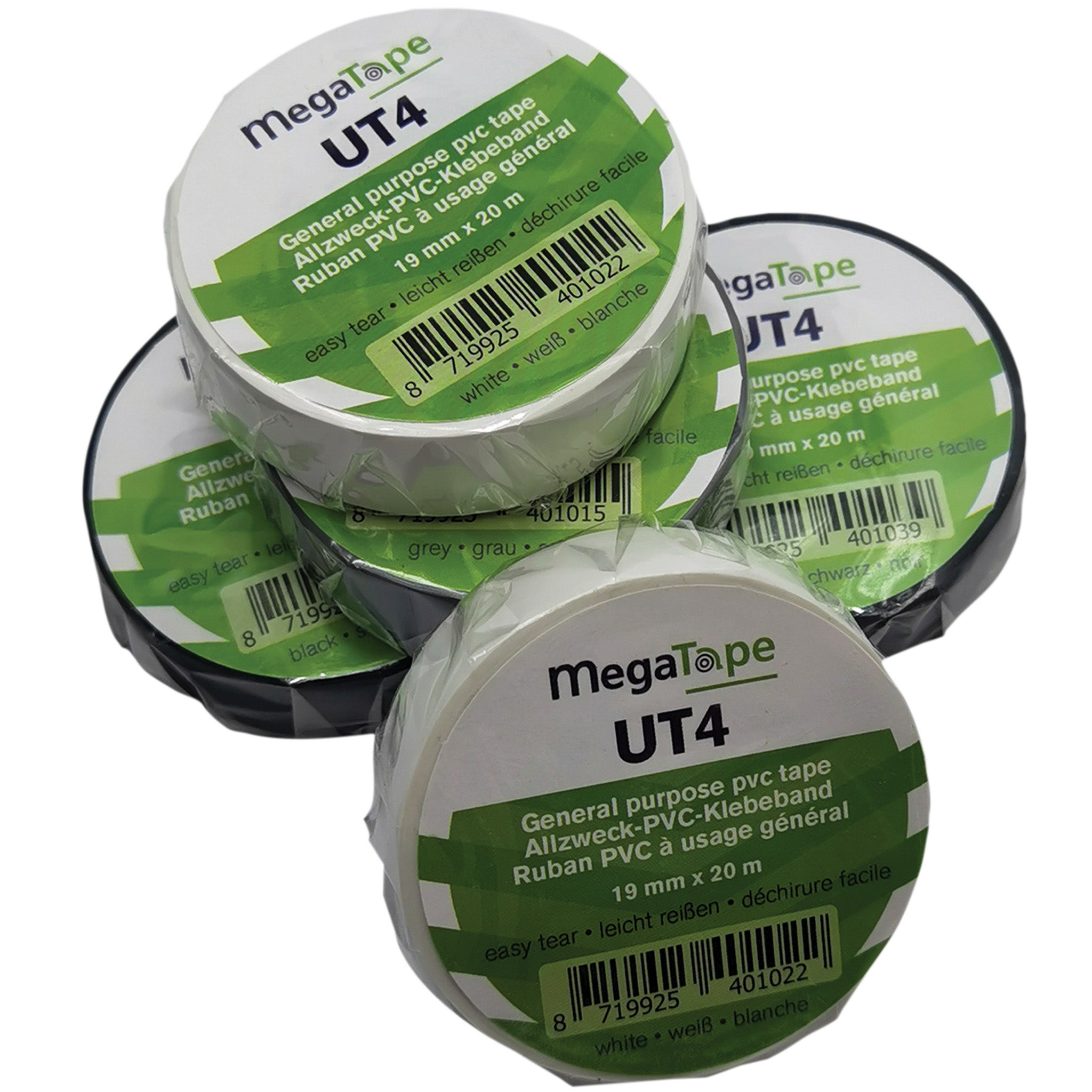 Showgear MegaTape UT4 PVC tape 19 mm x 20 m, grijs