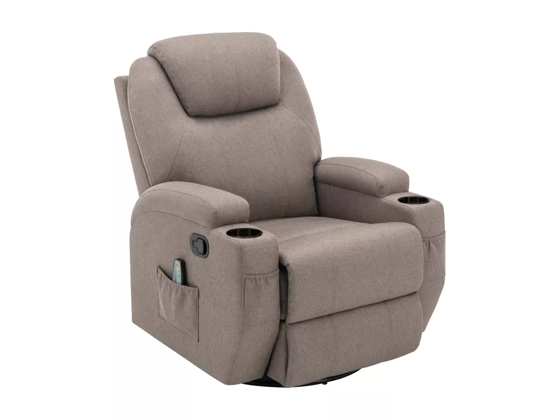 Fauteuil massant SILVANO en tissu - Taupe