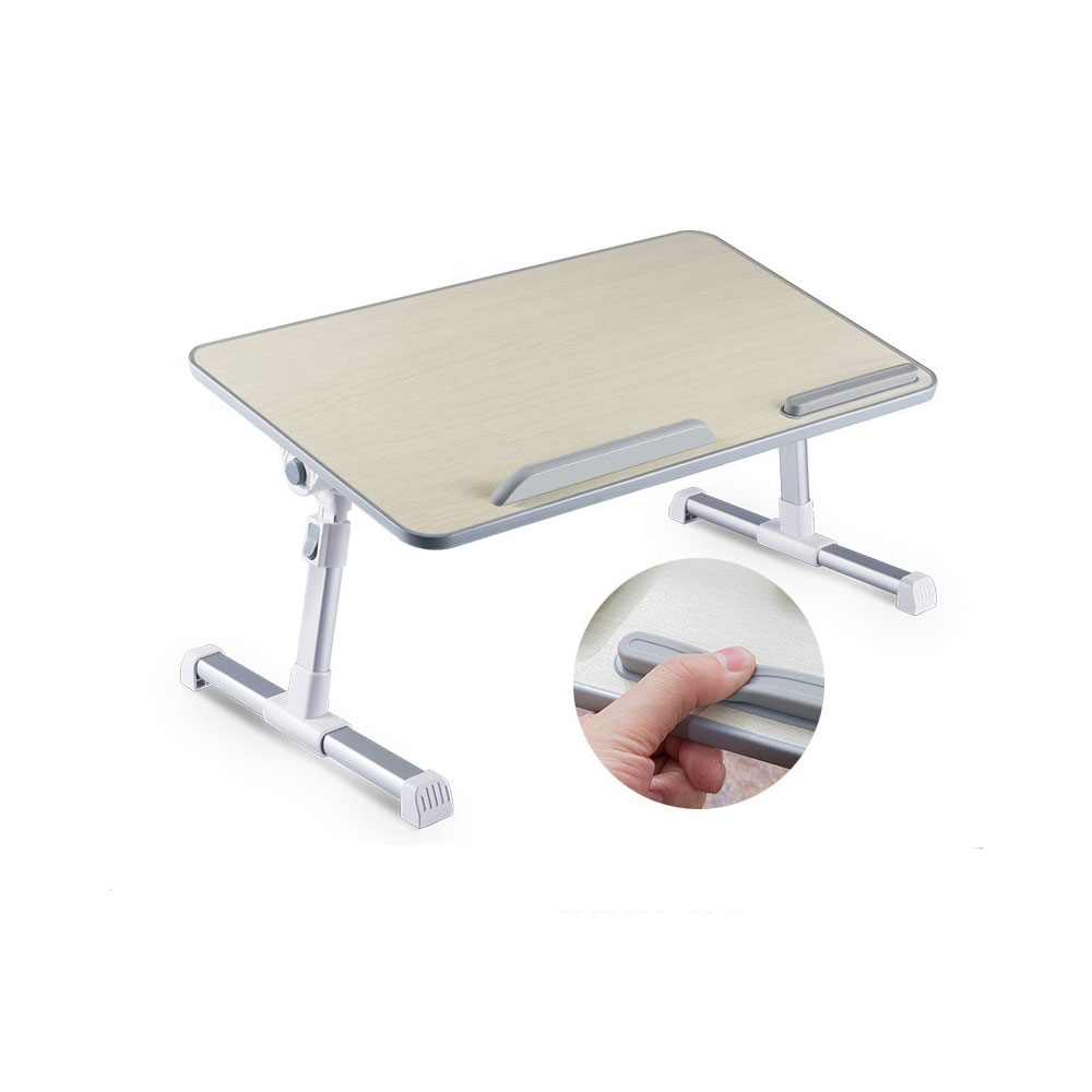 (53x30cm) 2in1 Klappbare Halterung Multifunktions Ständer Höhenverstellbarer Metall Betttisch für Macbook / Notebook / Laptop - Grau / Beige