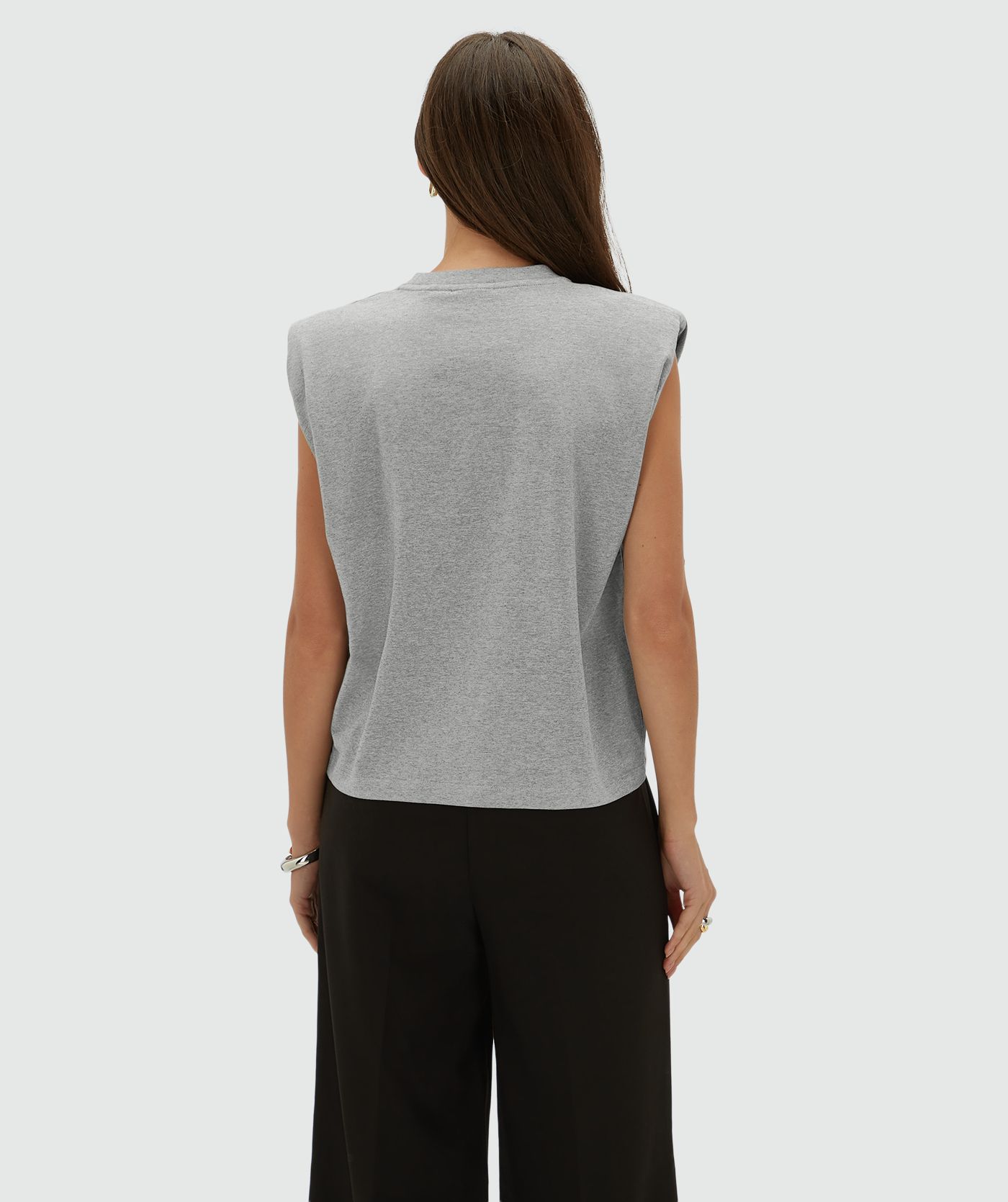JV-SUE regular fit T-shirt met logo - mid grey melange
