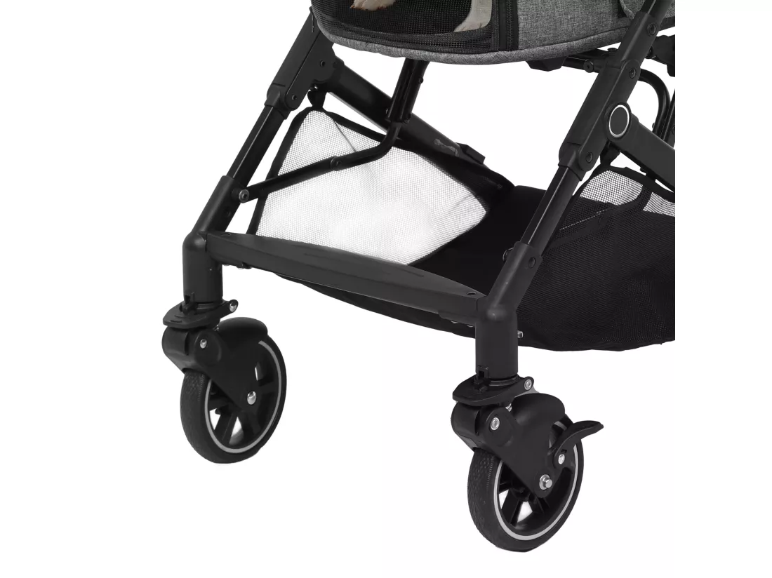 YITAHOME Poussette Chien pour Chien Chat - 15.9kg - avec Panier de Rangement - 4 Roues - Pliable Portable - Gris