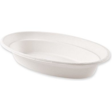 Plat en canne à sucre, ovale, 680 ml, blanc