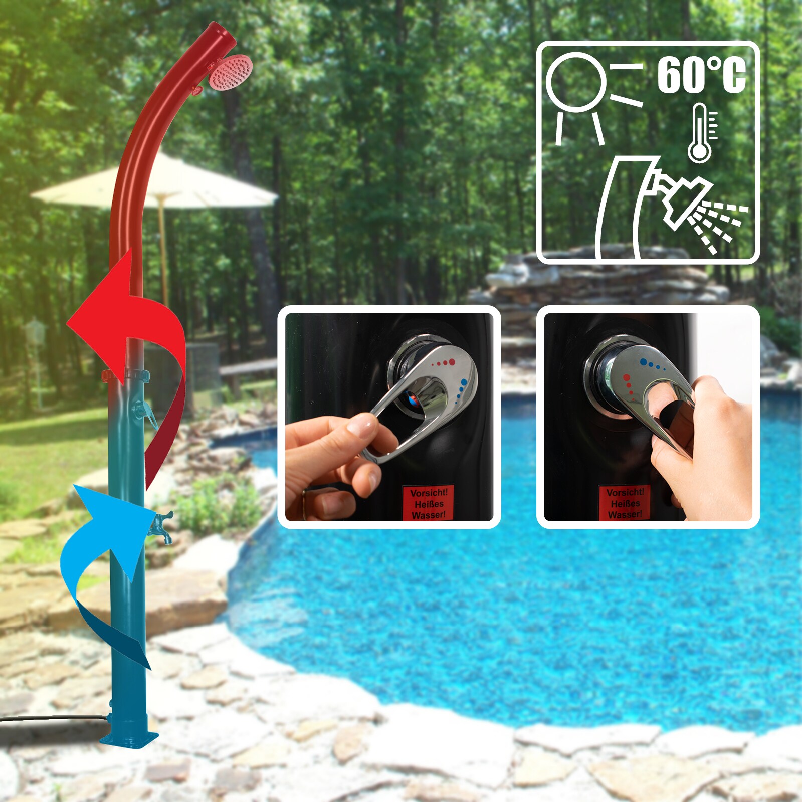 MAUK 18L Solardusche teilbar mit Thermometer