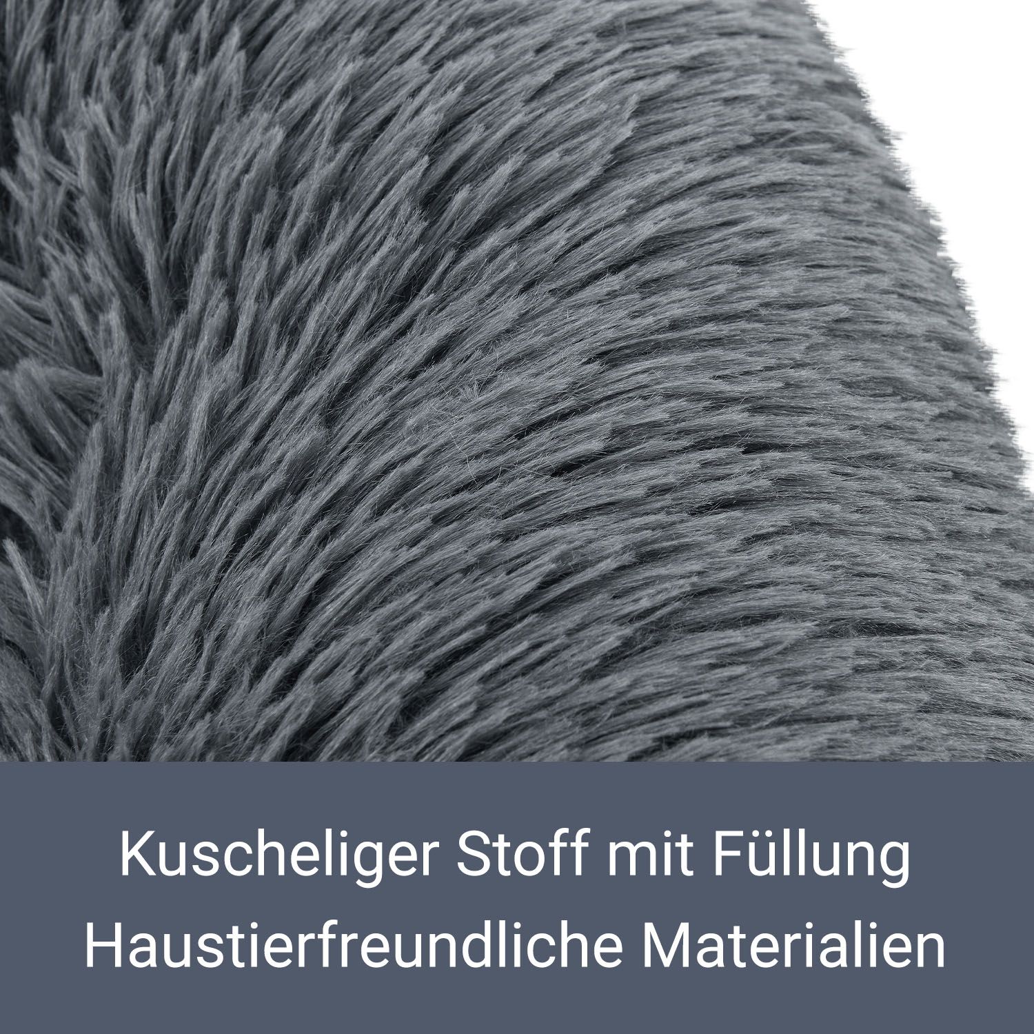 Juskys Haustierbett Monty XXL 100 cm rund – Hundebett Donut-Form flauschig & waschbar Dunkelgrau