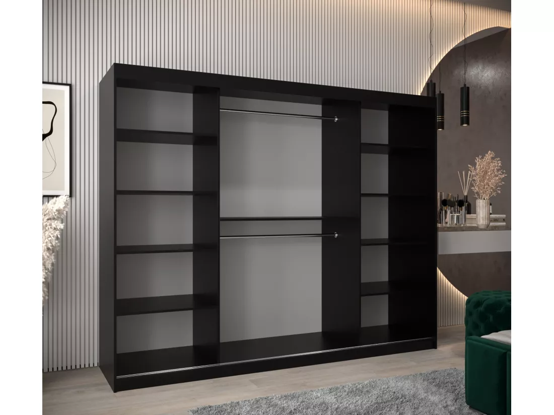 Armoire Tokyo 1 À Portes Coulissantes 200/250/62 3 Portes (Noir/Sonoma)