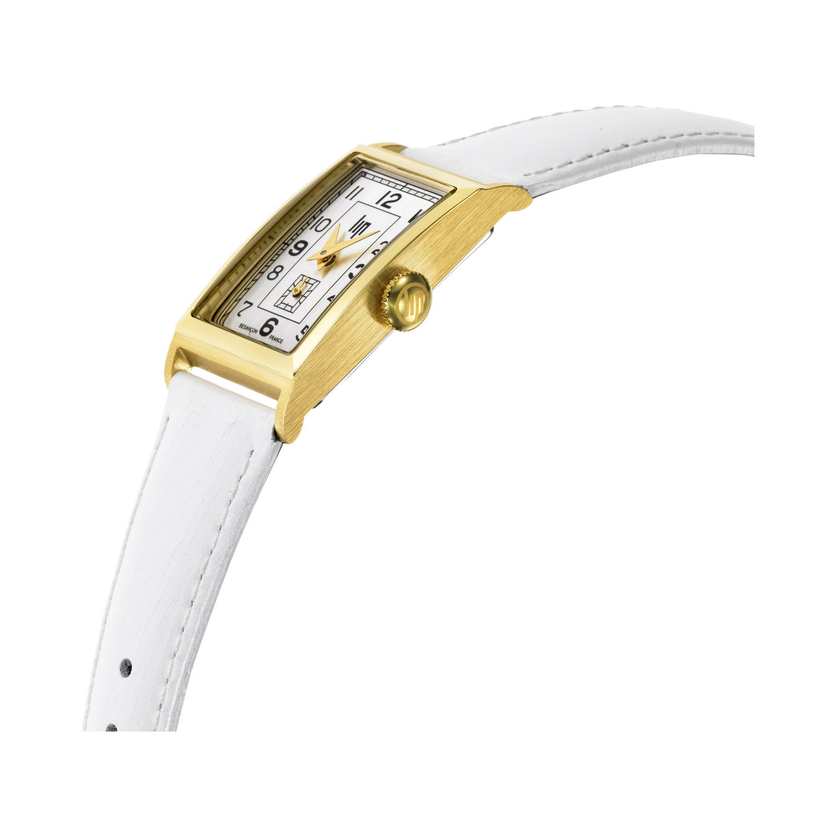Montre Lip femme acier bracelet cuir vernis blanc