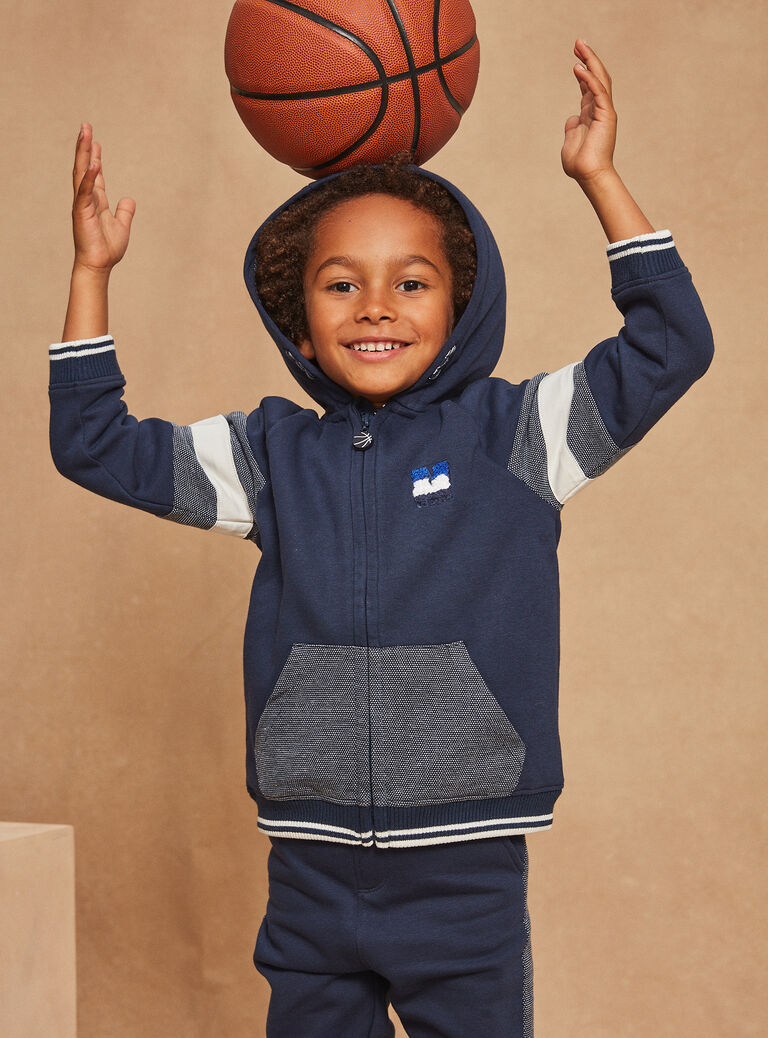 Sweat à capuche bleu marine et gris foncé