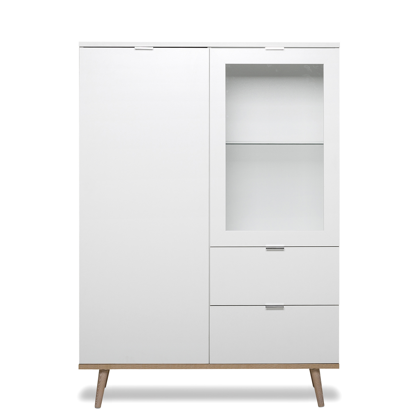 Highboardvitrine GÖTEBORG - weiß-Sonoma Eiche - 100 cm breit