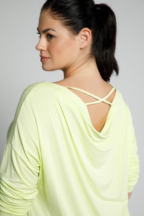 Shirt, Wasserfallausschnitt, Rücken-Zierbänder, Langarm