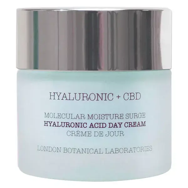 Creme de dia hidratante de alto peso molecular com ácido hialurônico e CBD da London Botanical Laboratories, 50ml