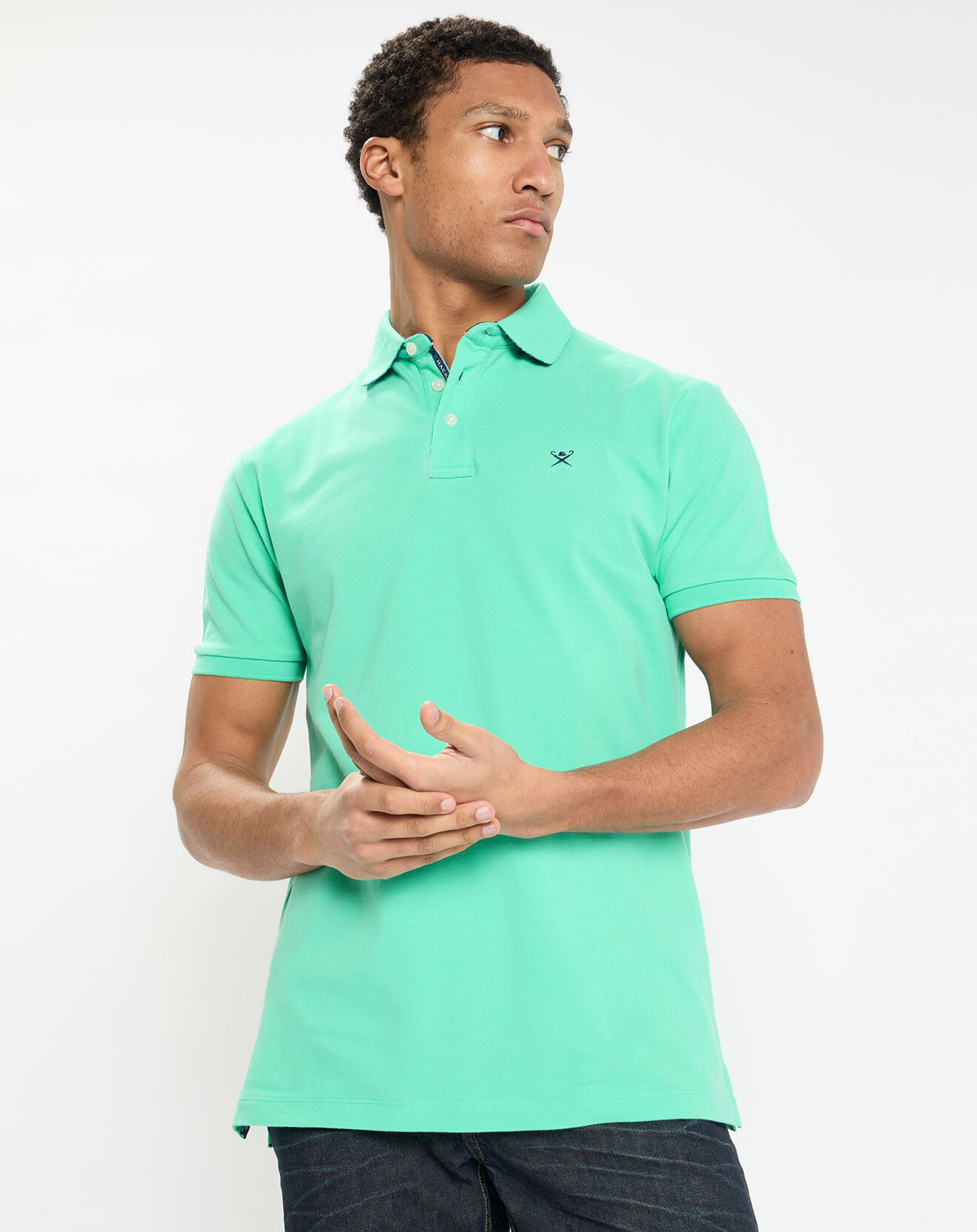 Hackett London Polo Regular Fit uni piqué vert clair