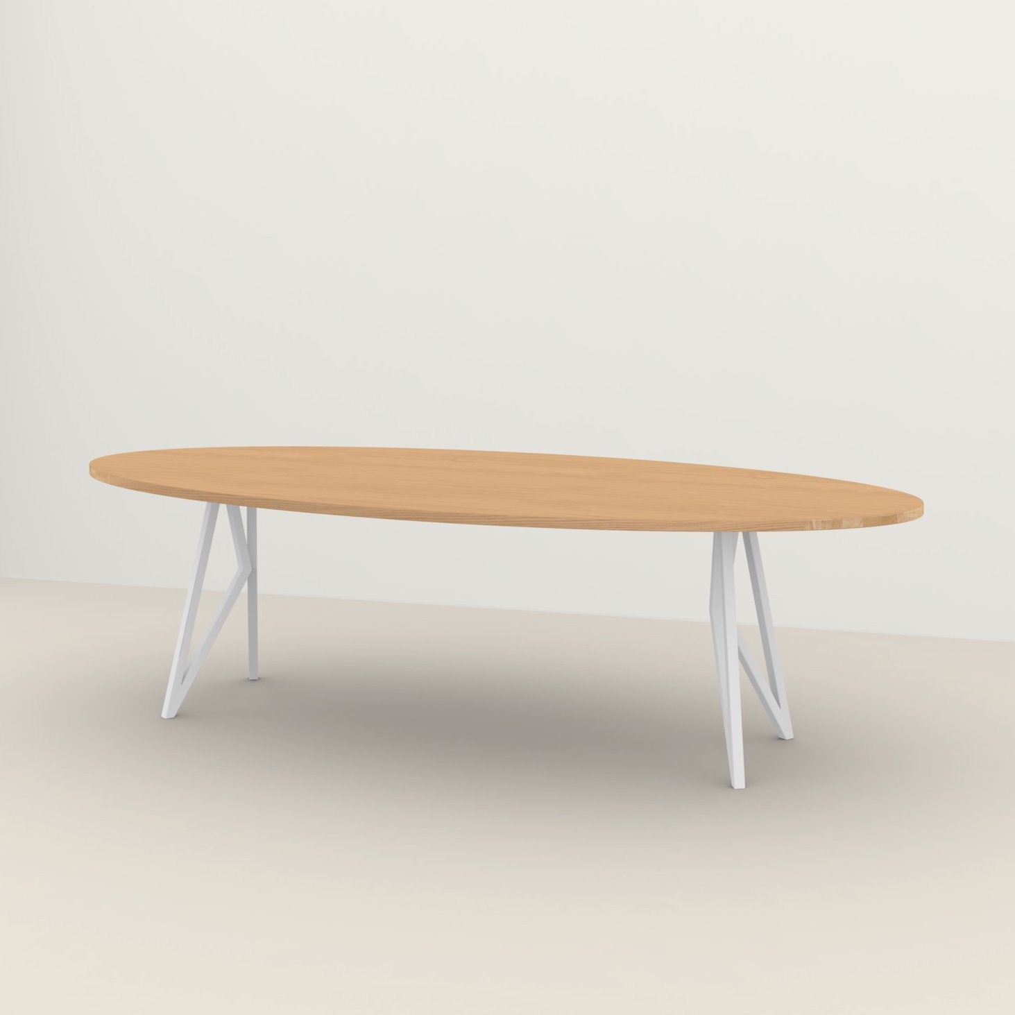 Studio HENK tafel Butterfly Ovaal - wit frame, hardwax light 3041 200 x 120 | HWO NL 3041 | Rechte Rand | Frame Wit