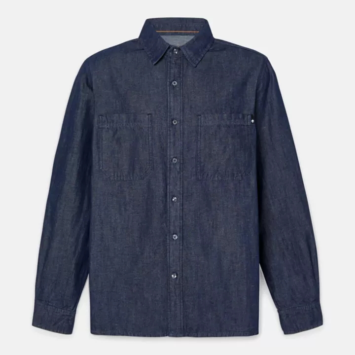 Chemise en denim de coton et de chanvre Windham pour homme en indigo