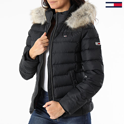 Doudoune Capuche Fourrure Femme Basic 8588 Noir