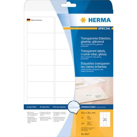 HERMA Etiketten, glasklar, 63,5 x 38,1mm, 525 Stück