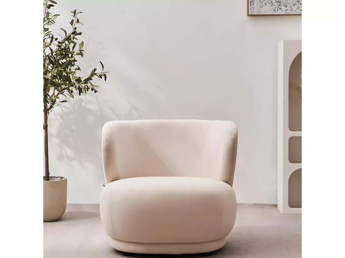 Fauteuil en velours beige - Ester