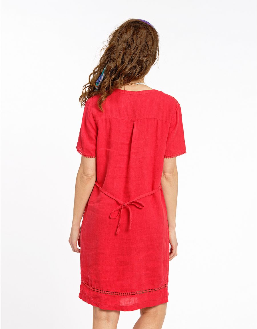 Robe 100% LIN rouge