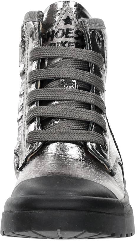Shoesme Veterschoen hoog zilver