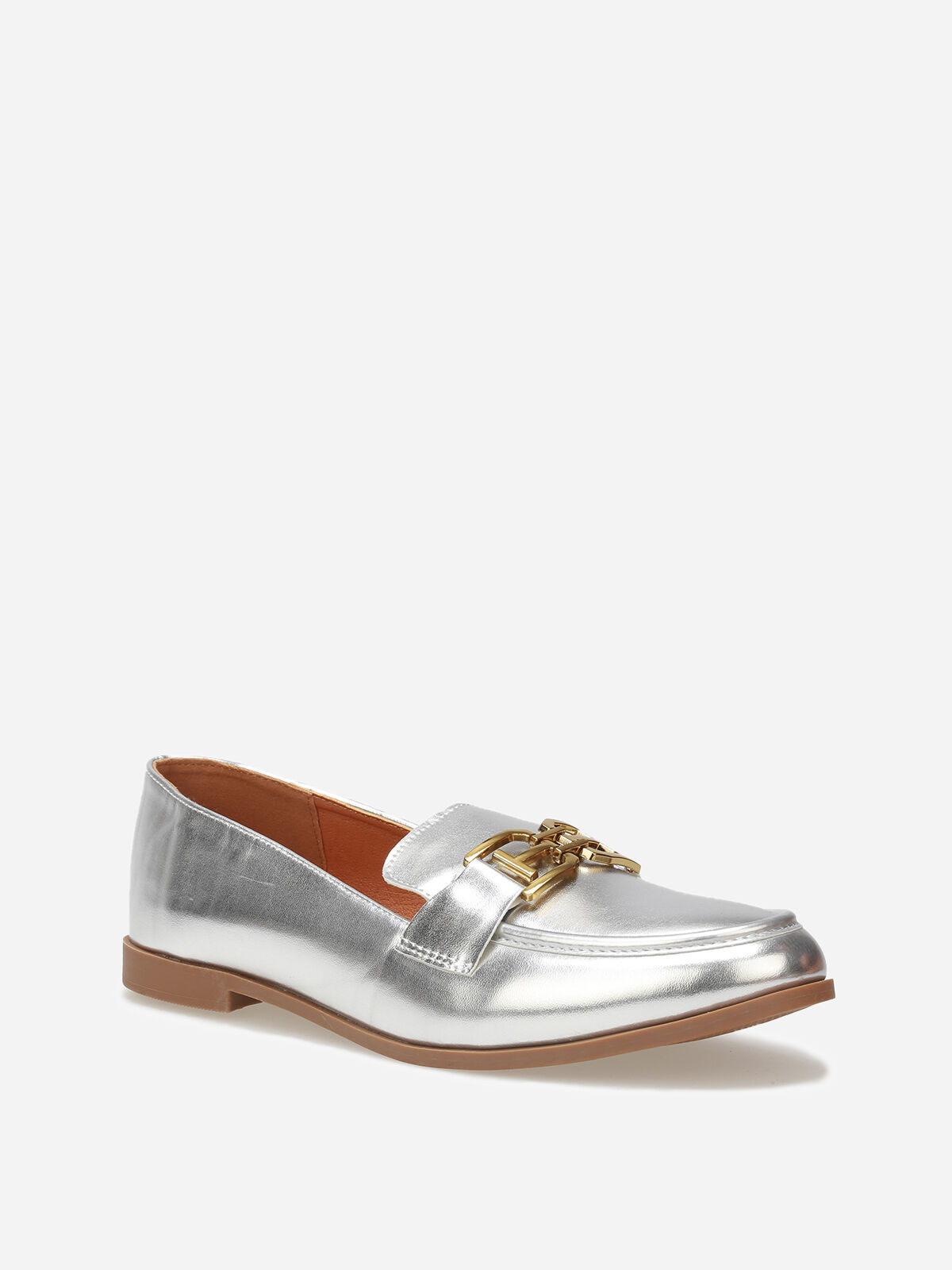 Mocassins classiques à boucle dorée- Argenté