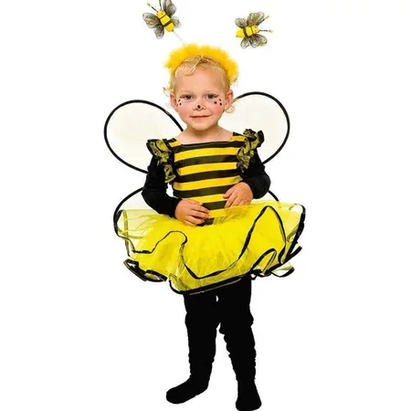 Mottoland Bienchen Kleidchen, Kinderkostüm, Größe 92, gelb/schwarz