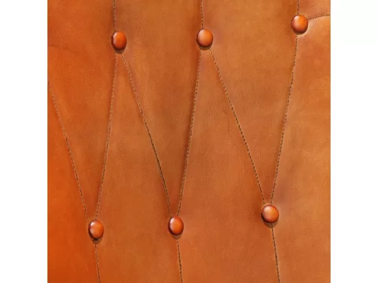 Chaise à oreilles avec repose-pied Brun roux Cuir véritable