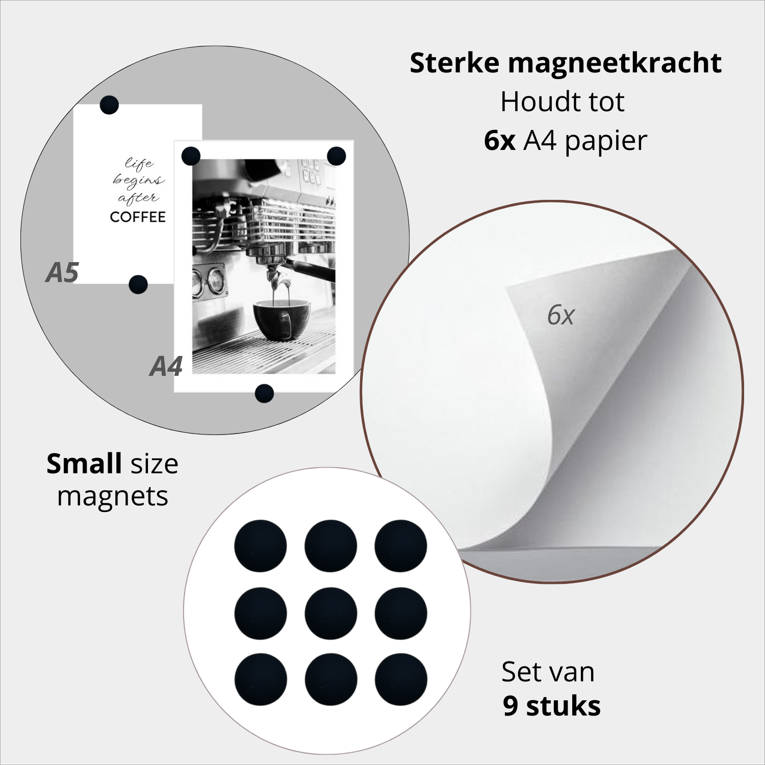 9x magneet - All black